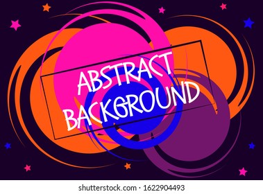 Abstract geometric background. Dynamic circles on a dark background. Bright geometric shapes. Colorful abstract background. Suitable for a banner.