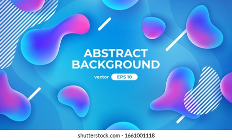 Abstract geometric background. Dynamic fluid shapes composition. Liquid drops. Simple modern design. Futuristic banner, flyer, cover template. Flat style vector eps10 illustration. Blue and pink color