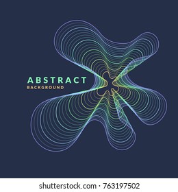 Abstract geometric background with dynamic particles and waves. Vector illustration template for design.