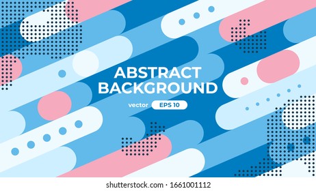 Abstract geometric background. Dynamic shapes composition. Simple modern design. Futuristic banner, poster, flyer, cover template. Flat style vector eps10 illustration. Blue and pink color.