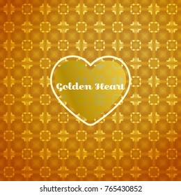 abstract geometric background in elegant golden colors with heart symbol and text. vector illustration with gradients and transparency effects. For appreciation, wedding, engagement elegant designs.