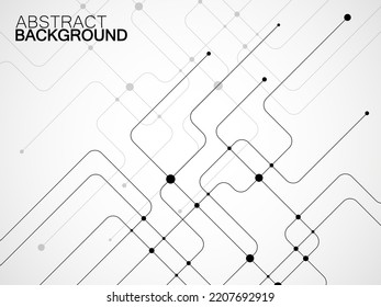 Abstract geometric background of engineering drawing. Technological wallpaper made with circles and lines. Geometric design. Vector Illustration