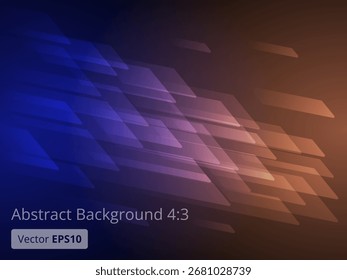 Abstract geometric background features overlapping diagonal shapes creating a sense of dynamic movement and a gradient effect from blue to brown, ideal for modern and technological designs