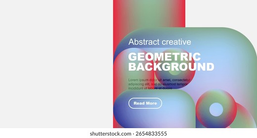 Abstrakter geometrischer Hintergrund mit lebendigen Farben, Text, Schaltfläche. Modernes Design für Präsentationen, Websites.