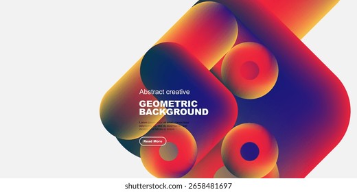 El Abstractas fondo geométrico presenta vibrantes círculos superpuestos. Los tonos rojos, naranjas y amarillos dominan el diseño. El texto lee el fondo geométrico.