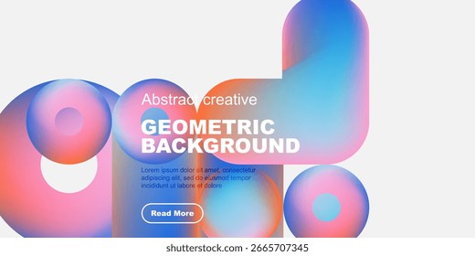 Abstractas fondo geométrico cuenta con Formas vibrantes, colores. El texto promueve una exploración más profunda, un diseño limpio y estético.