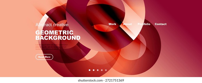 El fondo geométrico Abstractas presenta colores vibrantes, Formas fluidas, Elementos de texto, menú de navegación. Cabezal de Sitio web adecuado de diseño moderno.