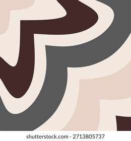 Un fondo geométrico abstracto con rayas onduladas en zig-zag en tonos tierra neutros de marrón, gris, crema y beige.