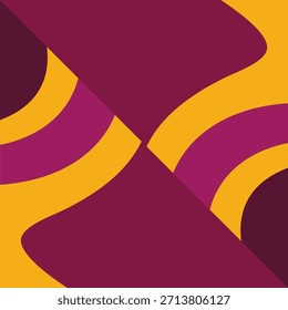 Abstrakter geometrischer Hintergrund mit fett geschwungenen Formen in Maroon, Gelb und Magenta, die ein dynamisches, modernes und lebendiges visuelles Muster schaffen.