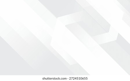Fondo geométrico Abstractas con líneas diagonales dinámicas de color blanco brillante y gris sutil y polígonos superpuestos, ideal para presentaciones de negocios modernos y proyectos de Diseño gráfico enfocados en la tecnología