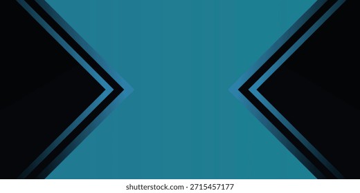 Abstractas fondo geométrico con una forma de reloj de arena verde azulado central flanqueado por Elementos negros en forma de flecha con contornos azules, creando una imagen moderna y dinámica.