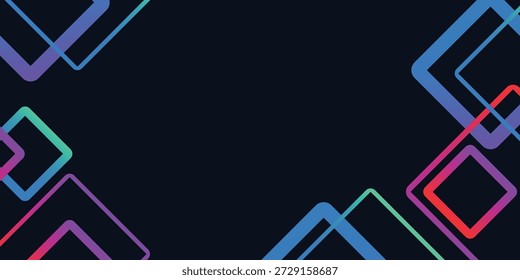 Fondo geométrico Abstractas con coloridos cuadrados de degradado entrelazados sobre un fondo azul marino oscuro