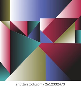 Abstract geometric background featuring a creative collection of different colored square shapes, ideal for modern business presentations and designs, rendered in a subtle gradient texture.