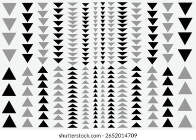 Um plano de fundo geométrico abstrato com um padrão dinâmico de triângulos em tamanhos e sombras variados.