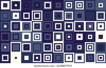 Abstract geometric background featuring a mesmerizing array of nested squares in varying shades of blue and white.