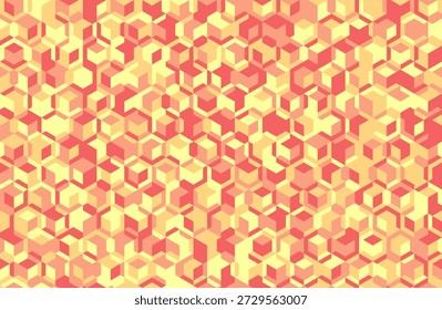 Abstract geometric background featuring a mesmerizing array of pastel pink and yellow cubes.  Ideal for modern design projects, presentations, or as a vibrant textured backdrop.