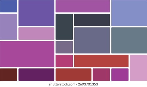 Abstract geometric background featuring a modern mosaic of rounded rectangles in shades of purple and grey for contemporary design projects
