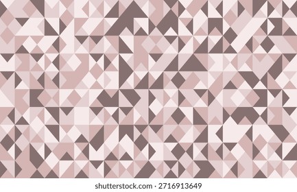 Abstract geometric background featuring a mosaic of pastel pink and brown triangles.  Perfect for website banners, presentations, or as a stylish texture.