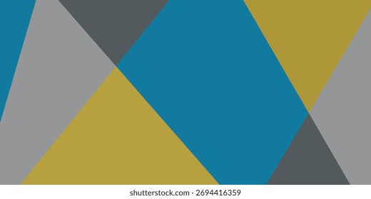 An abstract geometric background featuring overlapping triangles and diamond shapes in a modern color palette of teal, mustard yellow, and gray.