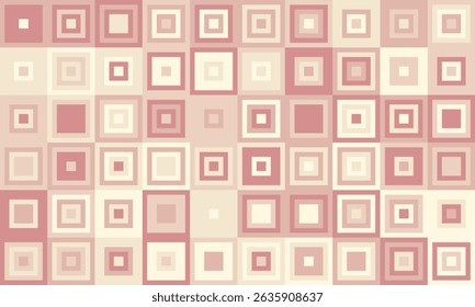 Abstract geometric background featuring a repeating pattern of nested squares in muted pink and beige tones.  Perfect for website banners, presentations, or as a subtle texture.