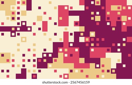 Abstract geometric background featuring a vibrant interplay of squares in varying shades of beige, pink, and maroon.  Ideal for website banners, presentations, and modern design projects.