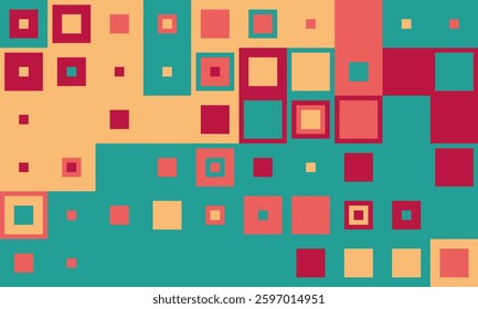 Abstract geometric background featuring a vibrant mosaic of multicolored squares.