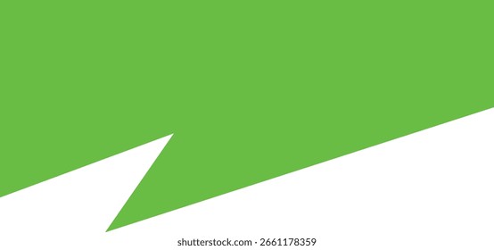 An abstract geometric background featuring a vibrant green shape diagonally intersecting with a clean white area.