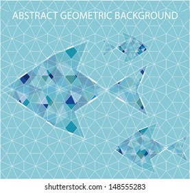 Abstract geometric background with fish in the water