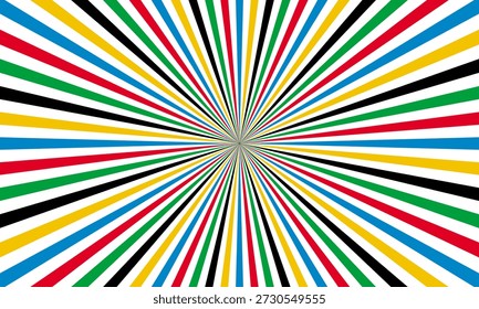 abstract geometric background, five colors sun rays