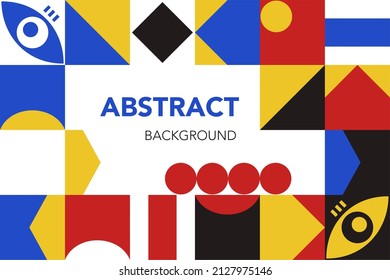 Abstract geometric background flat in black red yellow and blue colors Vector 