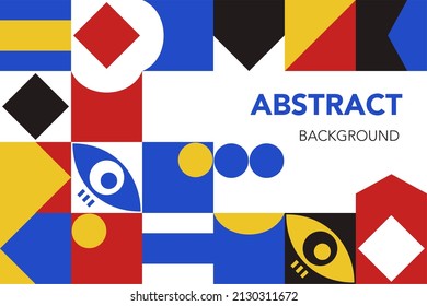 Abstract geometric background flat in black red yellow and blue colors Vector 