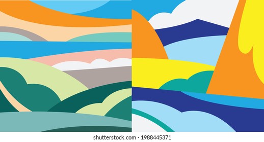 abstrakter geometrischer Hintergrund von flachen Bildern für Stoffmuster, Gemälde, Kartendesigns, Plakate. Malerei auf Kubismus. Pastellfarben.