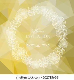 Abstract geometric background with floral frame, vector illustration
