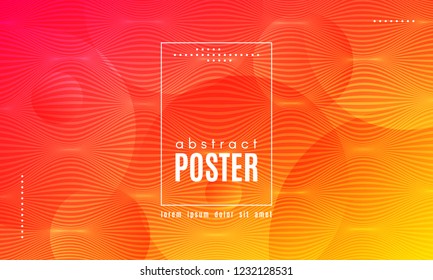 Abstract Geometric Background. Fluid Shapes Composition. Wave Liquid with Distorted Lines. Striped Geometric Poster in Red, Yellow and Orange Colors Design. Landing Page Concept with Vibrant Gradient.