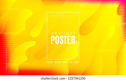 Abstract Geometric Background. Fluid Shapes Composition. Wave Liquid with Distorted Lines. Striped Geometric Poster in Red, Yellow and Orange Colors Design. Landing Page Concept with Vibrant Gradient.