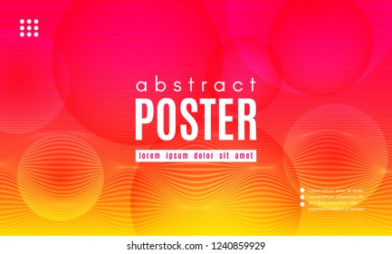 Abstract Geometric Background. Fluid Shapes Composition. Wave Liquid with Distorted Lines. Striped Geometric Poster in Red, Yellow and Orange Colors Design. Landing Page Concept with Vibrant Gradient.