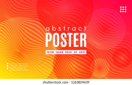 Abstract Geometric Background. Fluid Shapes Composition. Wave Liquid with Distorted Lines. Striped Geometric Poster in Red, Yellow and Orange Colors Design. Landing Page Concept with Vibrant Gradient.