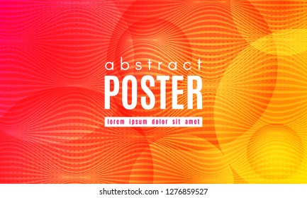 Abstract Geometric Background. Fluid Shapes Composition. Wave Liquid with Distorted Lines. Striped Geometric Poster in Red, Yellow and Orange Colors Design. Landing Page Concept with Vibrant Gradient.