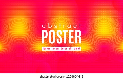 Abstract Geometric Background. Fluid Shapes Composition. Wave Liquid with Distorted Lines. Striped Geometric Poster in Red, Yellow and Orange Colors Design. Landing Page Concept with Vibrant Gradient.