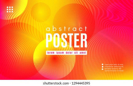 Abstract Geometric Background. Fluid Shapes Composition. Wave Liquid with Distorted Lines. Striped Geometric Poster in Red, Yellow and Orange Colors Design. Landing Page Concept with Vibrant Gradient.