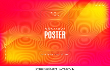 Abstract Geometric Background. Fluid Shapes Composition. Wave Liquid with Distorted Lines. Striped Geometric Poster in Red, Yellow and Orange Colors Design. Landing Page Concept with Vibrant Gradient.