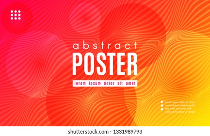 Abstract Geometric Background. Fluid Shapes Composition. Wave Liquid with Distorted Lines. Striped Geometric Poster in Red, Yellow and Orange Colors Design. Landing Page Concept with Vibrant Gradient.