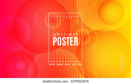 Abstract Geometric Background. Fluid Shapes Composition. Wave Liquid with Distorted Lines. Striped Geometric Poster in Red, Yellow and Orange Colors Design. Landing Page Concept with Vibrant Gradient.