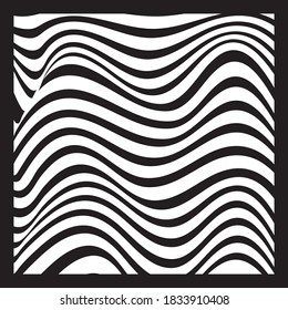 Fondo geométrico abstracto de ondas fluidas con patrón de superficie rayado de moda - blanco y negro, balancines vectoriales