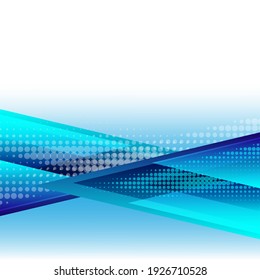 Resumen del fondo geométrico en forma de formas triangulares azules con puntos de semitono sobre un fondo blanco, elemento de diseño