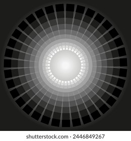 Abstract geometric background in the form of gray squares arranged in a circle