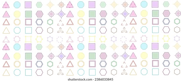 Resumen del marco de fondo geométrico. Patrón de color sin foco. Ilustración vectorial para diseños alegres y felices. Perfecto para papeles pintados, telas y fondos.	
