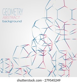 Abstract geometric background with frames volumetric geometric shapes. Scientific and technical concept. Vector illustration.