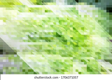 Abstract geometric background. Fresh green digital mosaic backdrop. Low poly abstraction screen resolution. Trendy vector background for website or cover. Modern polygonal banner or card template