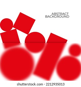 Resumen del fondo geométrico en el diseño del glasmorfismo. Círculos rojos y cuadrados detrás del vidrio